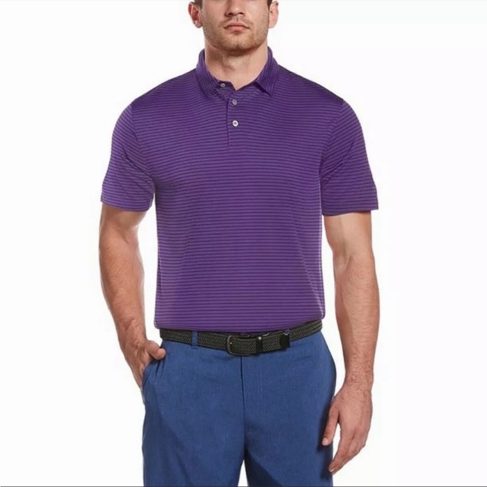 PGA Tour Mens Activewear Top Purple Size Large Stripe